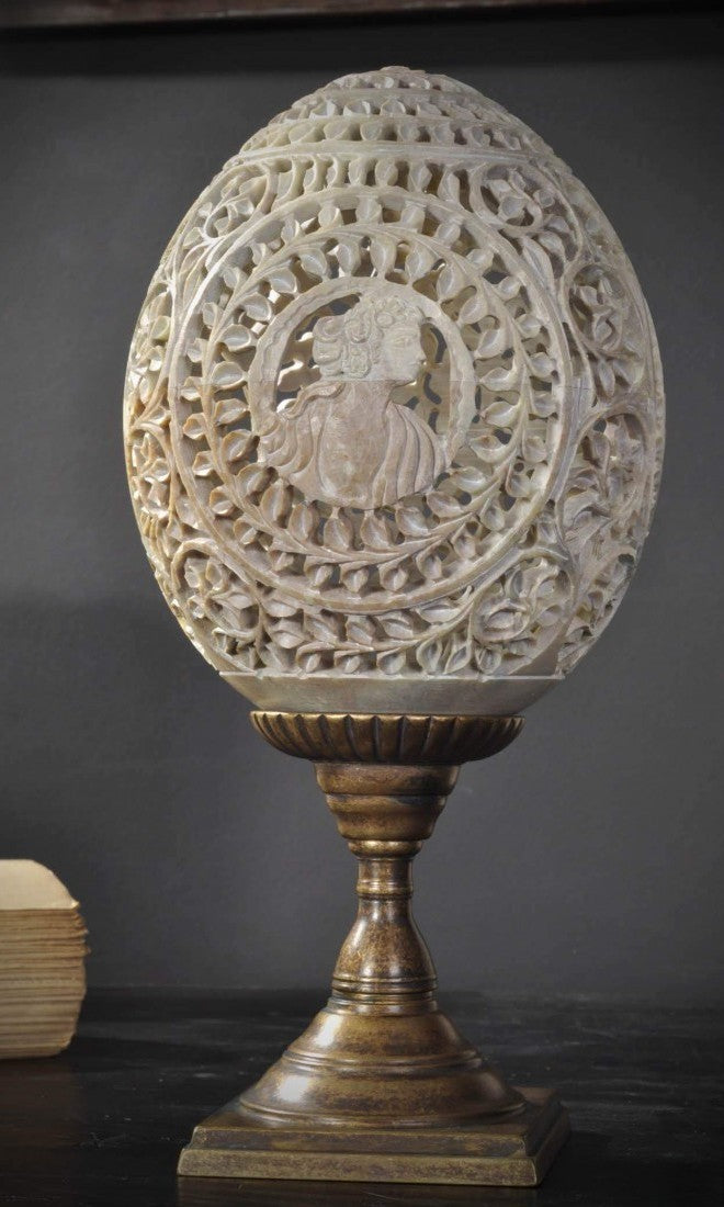 Carved Stone Cameo on Brass