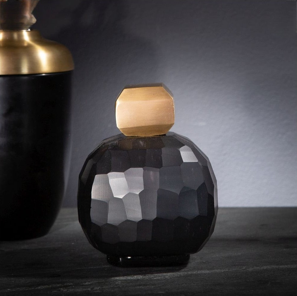 Black Vase with Brass Stopper