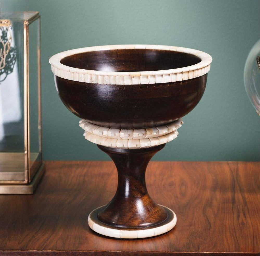 Wood and Bone Mosaic Bowl