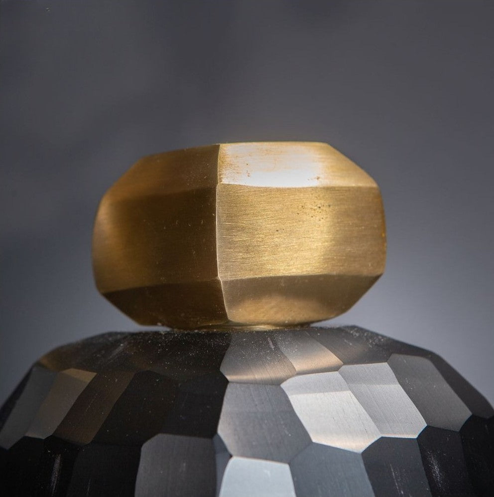 Black Vase with Brass Stopper
