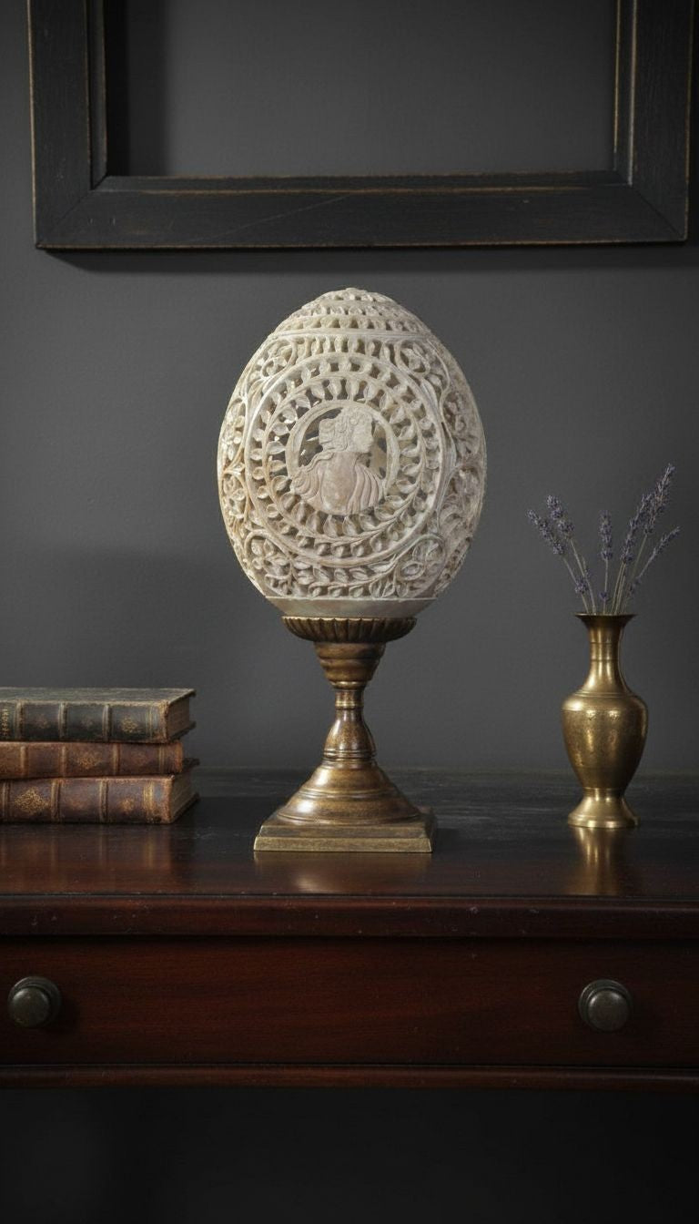Carved Stone Cameo on Brass