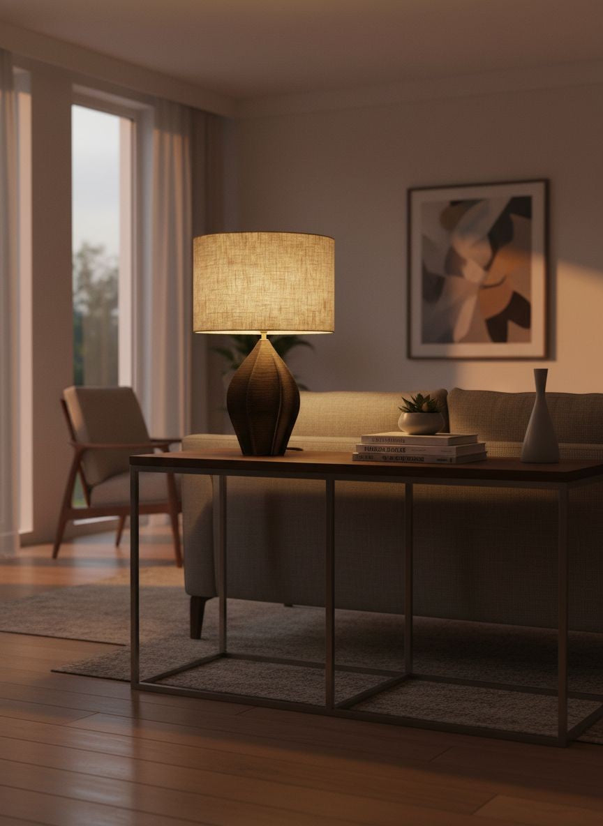 Selene Lamp with Cylindrical Lampshade