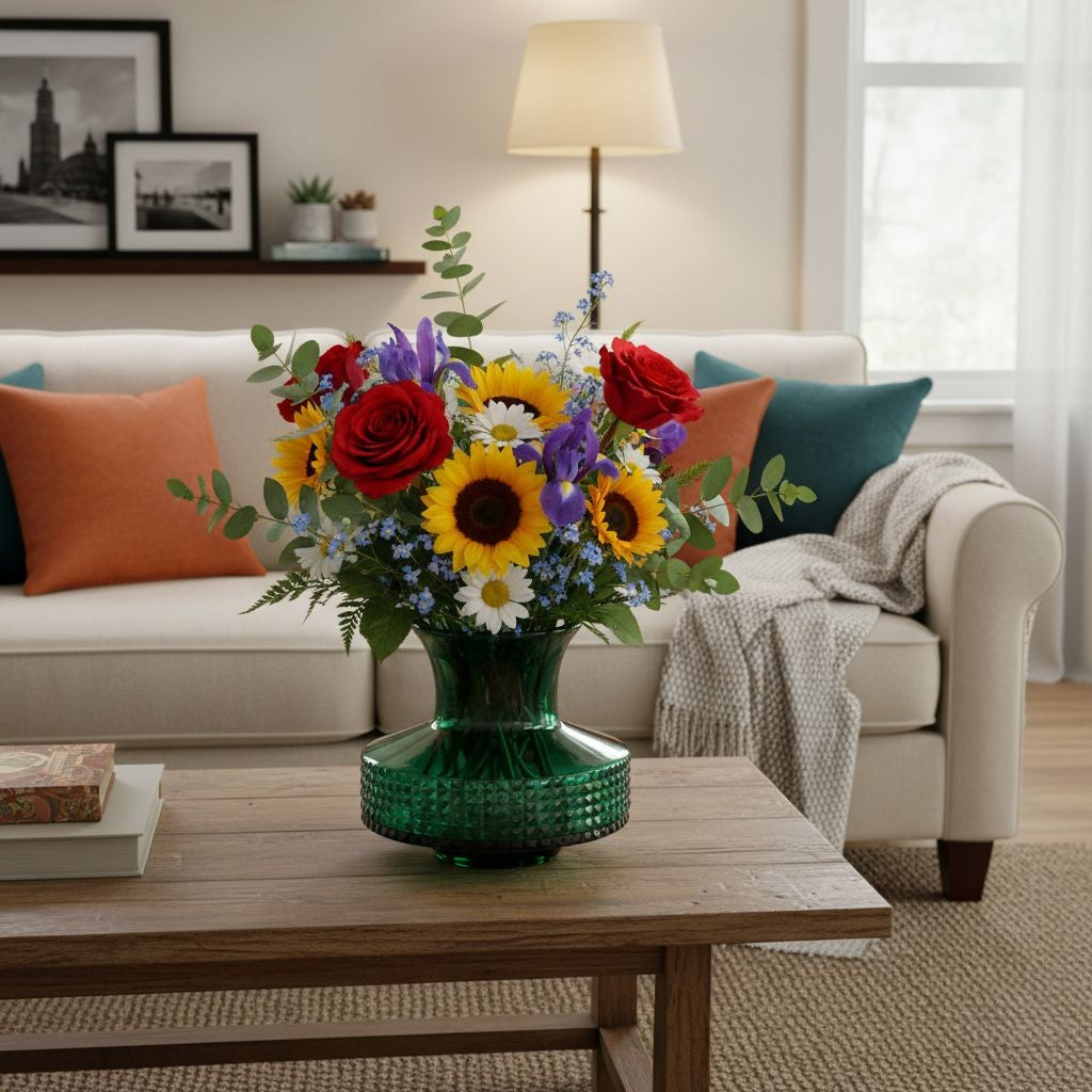 Large Matt Green Vase – Diamond‑Cut Detail
