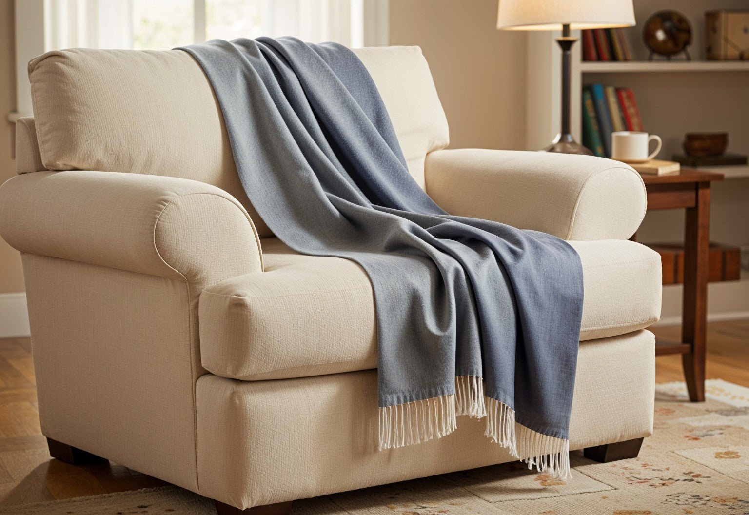 Happy Wool Dark Grey Cashmere Throw