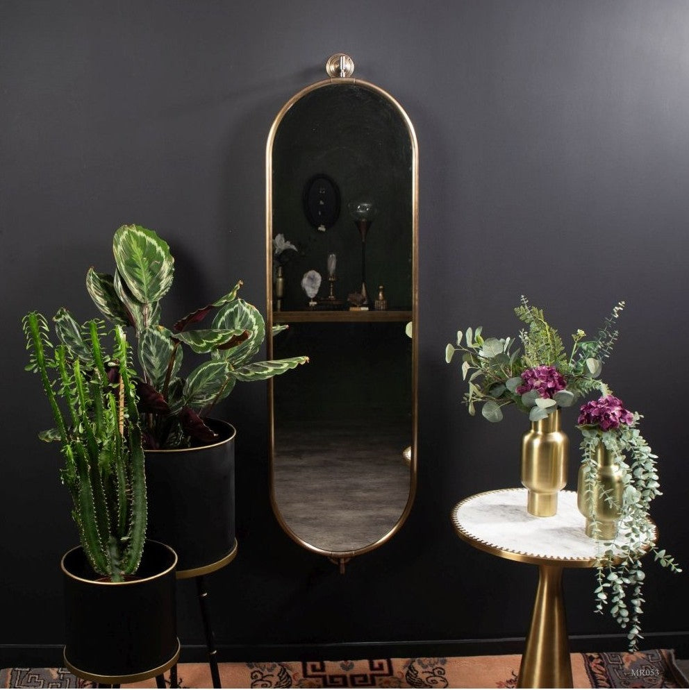Adjustable Full Size Brass Wall Mirror