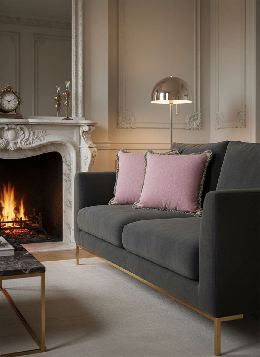 Pink Wool cushion with Sahara fringes